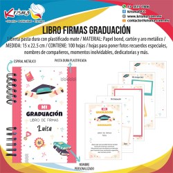 Libreta Libro de Firmas Graduación Turquesa